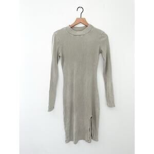 Young Fabulous & Broke Ribbed Long Sleeve Bodycon Dress Size Small Olive Gray